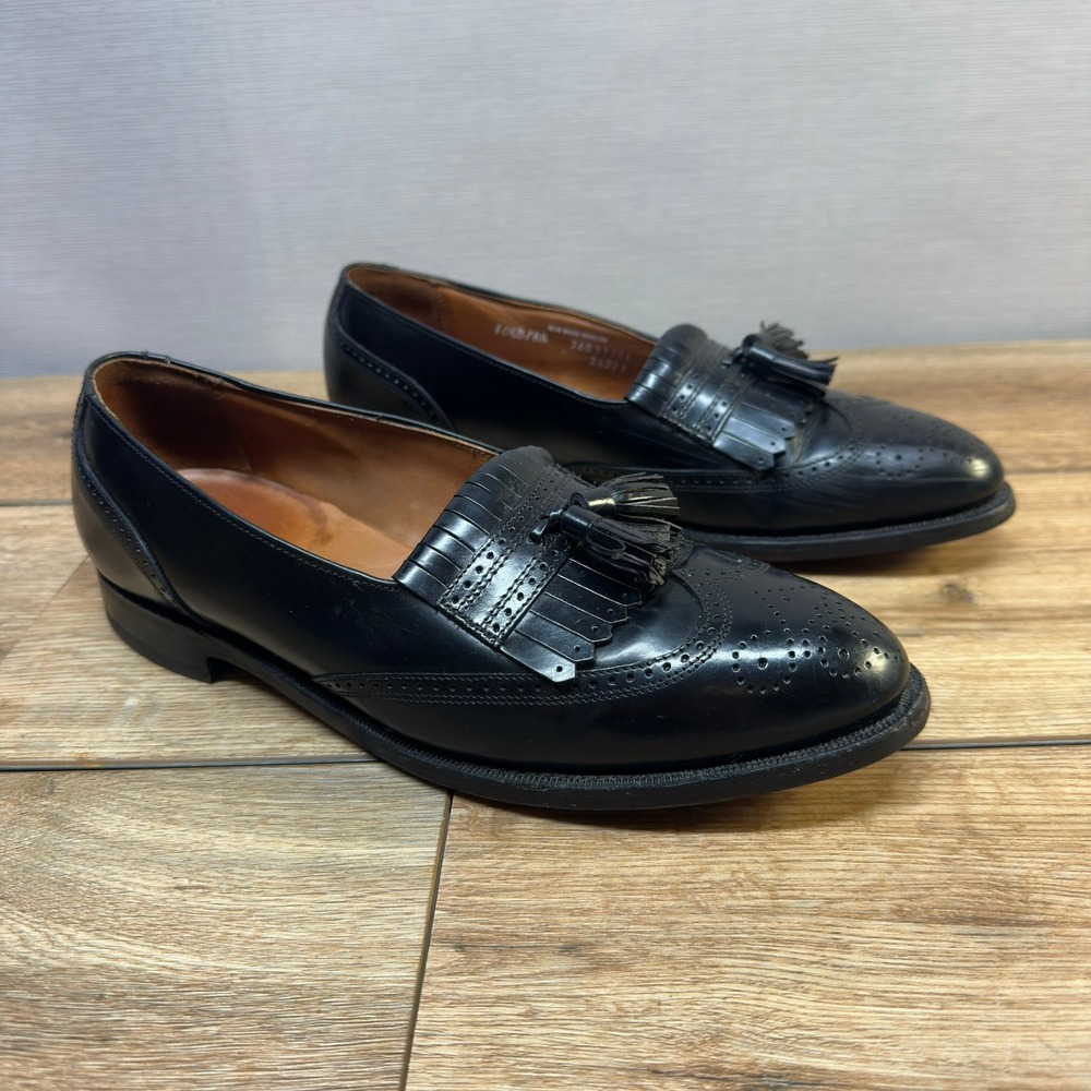 Bostonian Kiltie Tassel Loafers Mens 10.5 B/AA Black Wingtip Brogue Made in USA